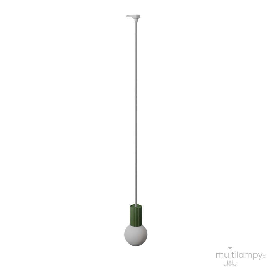 Halo 1 lampa wisząca 1xG9 z żarówką 4,5W/3000K do szyny 3F zielona oliwka, adapter biały MYL.00839