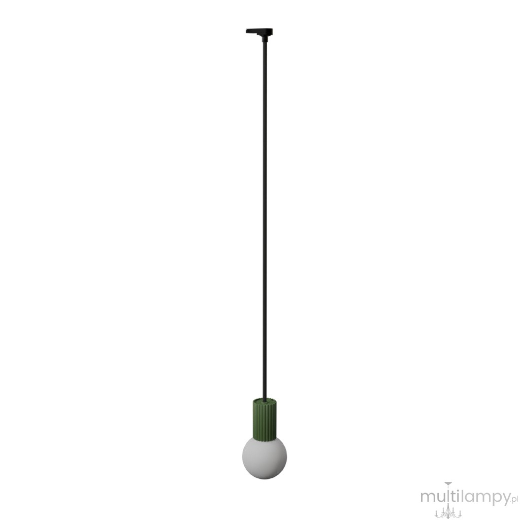 Halo 1 lampa wisząca 1xG9 z żarówką 4,5W/3000K do szyny 3F zielona oliwka, adapter czarny MYL.00842
