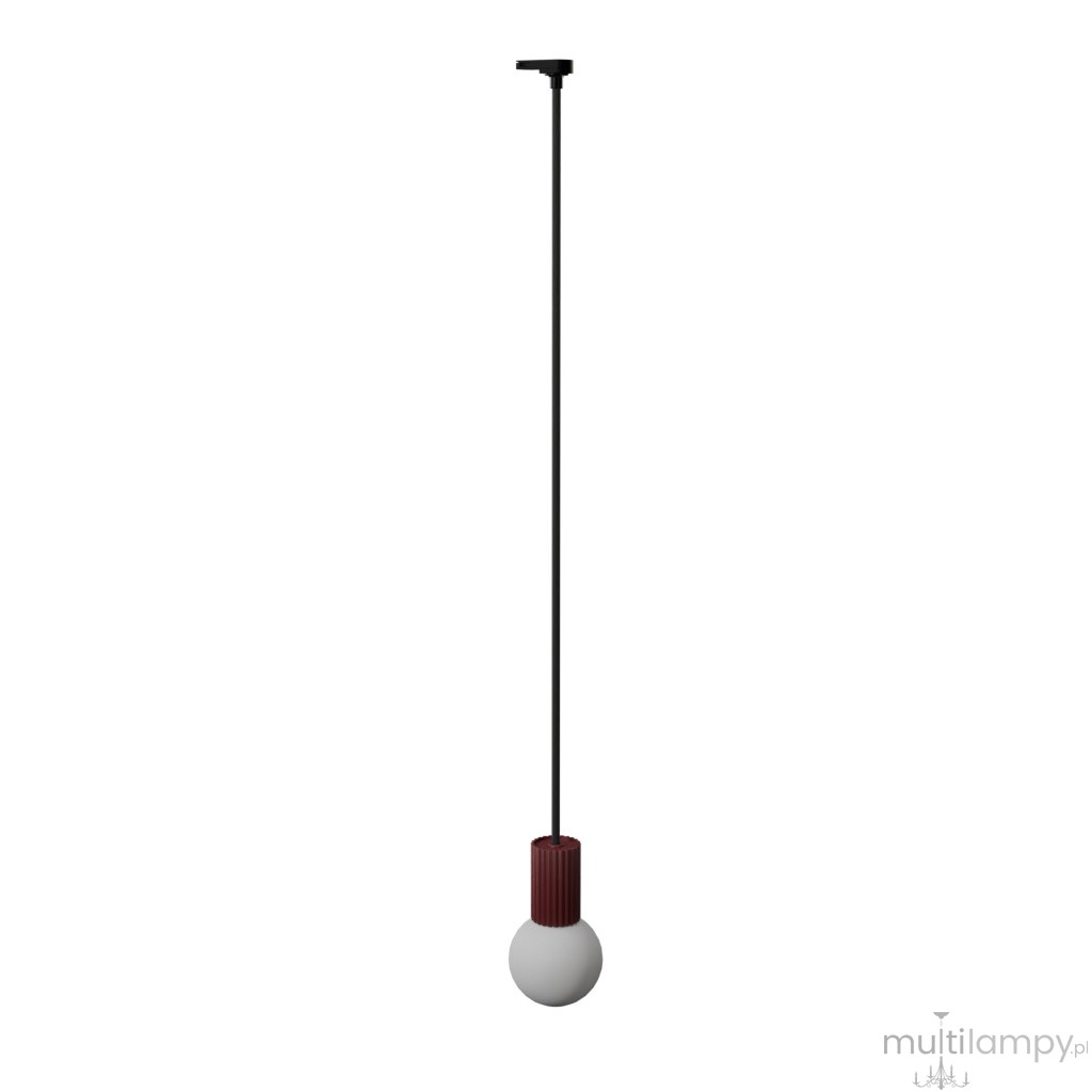 Halo 1 lampa wisząca 1xG9 z żarówką 4,5W/3000K do szyny 3F burgund, adapter czarny MYL.00902