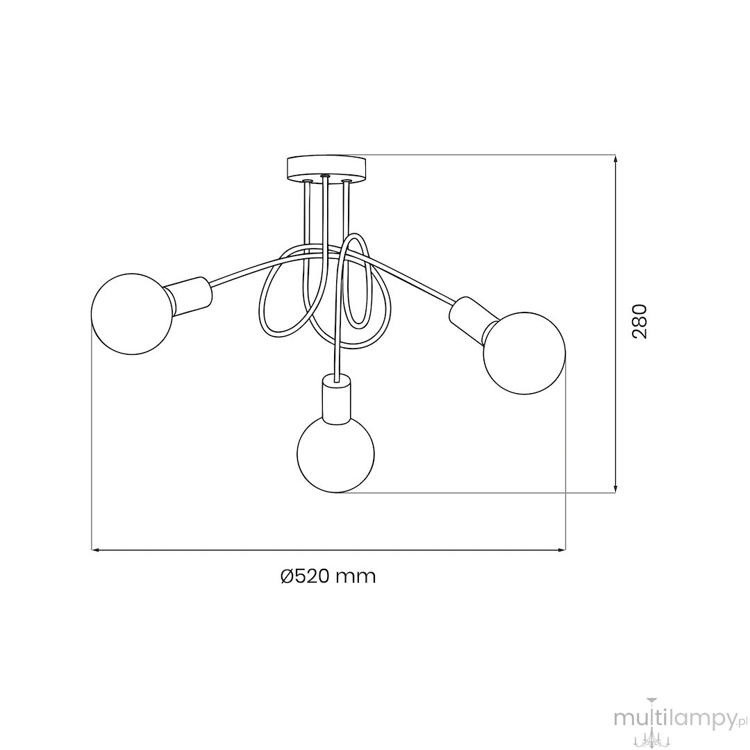 Turbino lampa sufitowa 3xE27 czarna ML2474