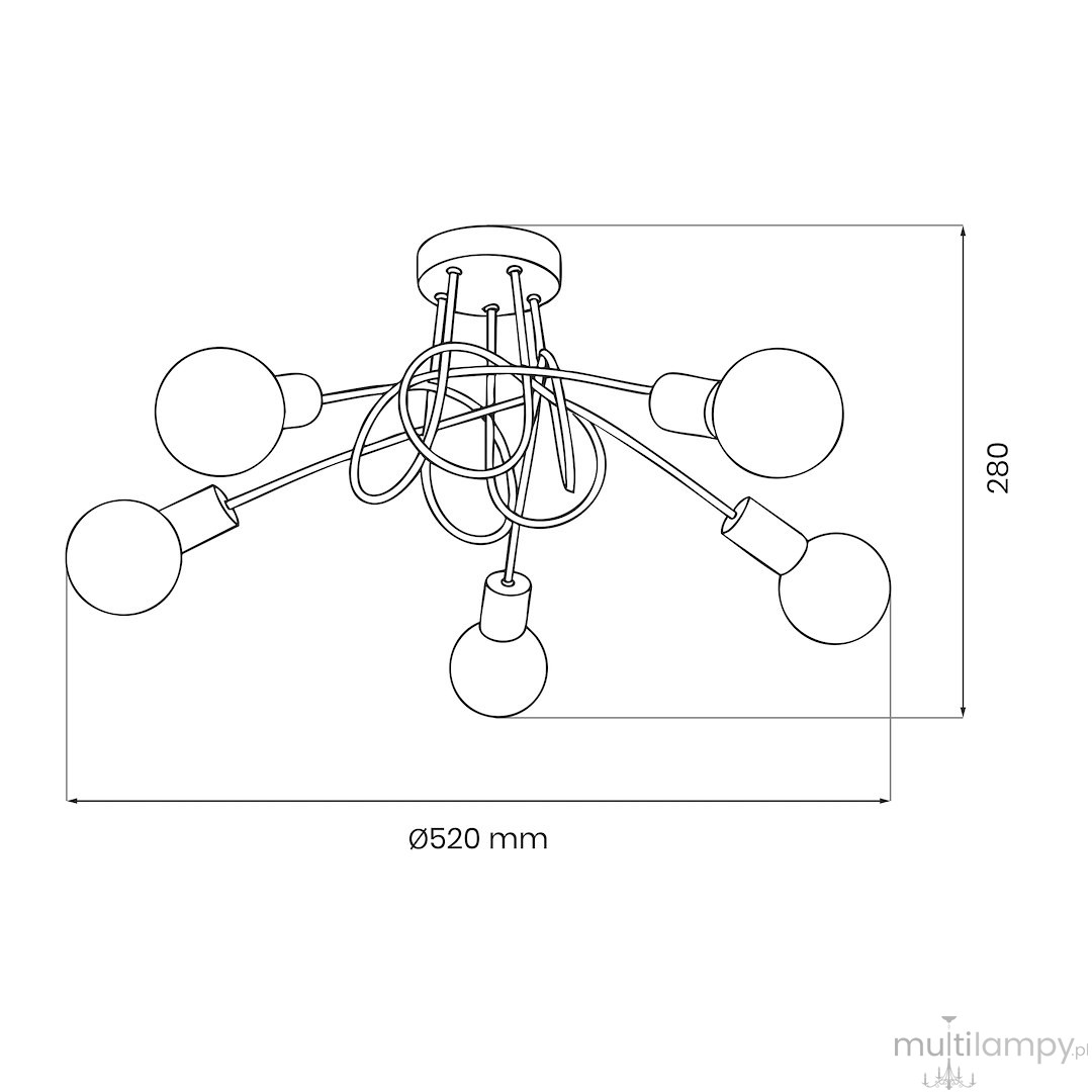 Turbino lampa sufitowa 5xE27 czarna ML2475