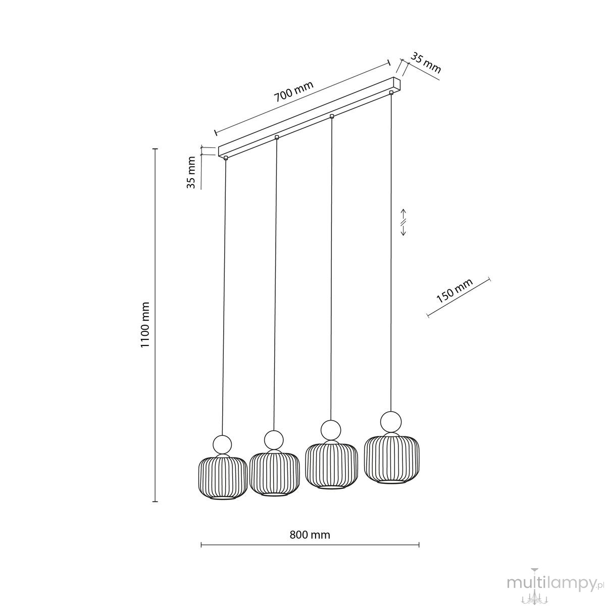 Ballo lampa wisząca 4xE14 brązowa 11839