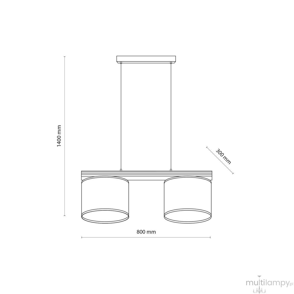 Viga Shade Sosna lampa wisząca 2xE27 sabia 11881