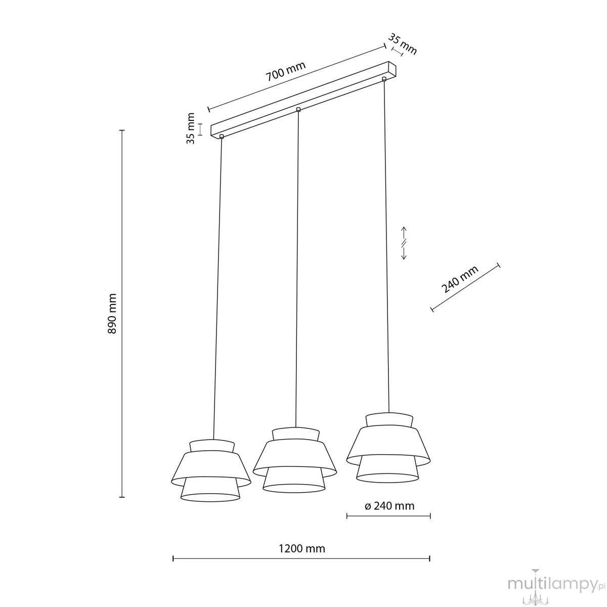 Kalum Wood lampa wisząca 3xE27 sabia 11810