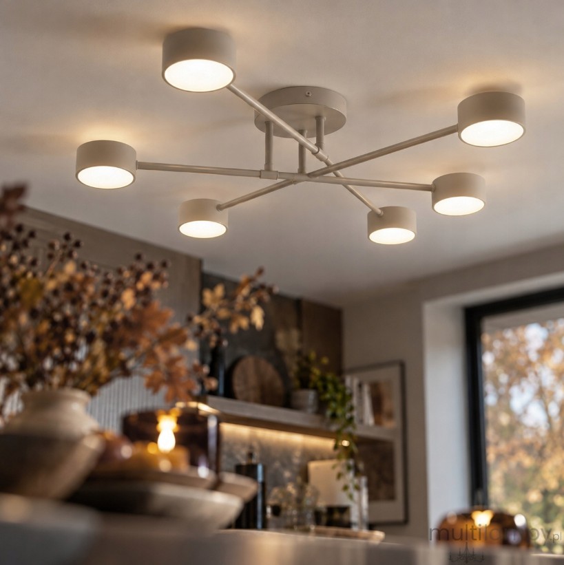 Komi lampa sufitowa 6xGX53 beżowa