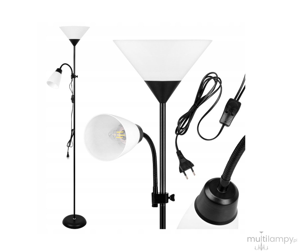 Duos lampa podłogowa 1xE27 + 1xE14 czarna