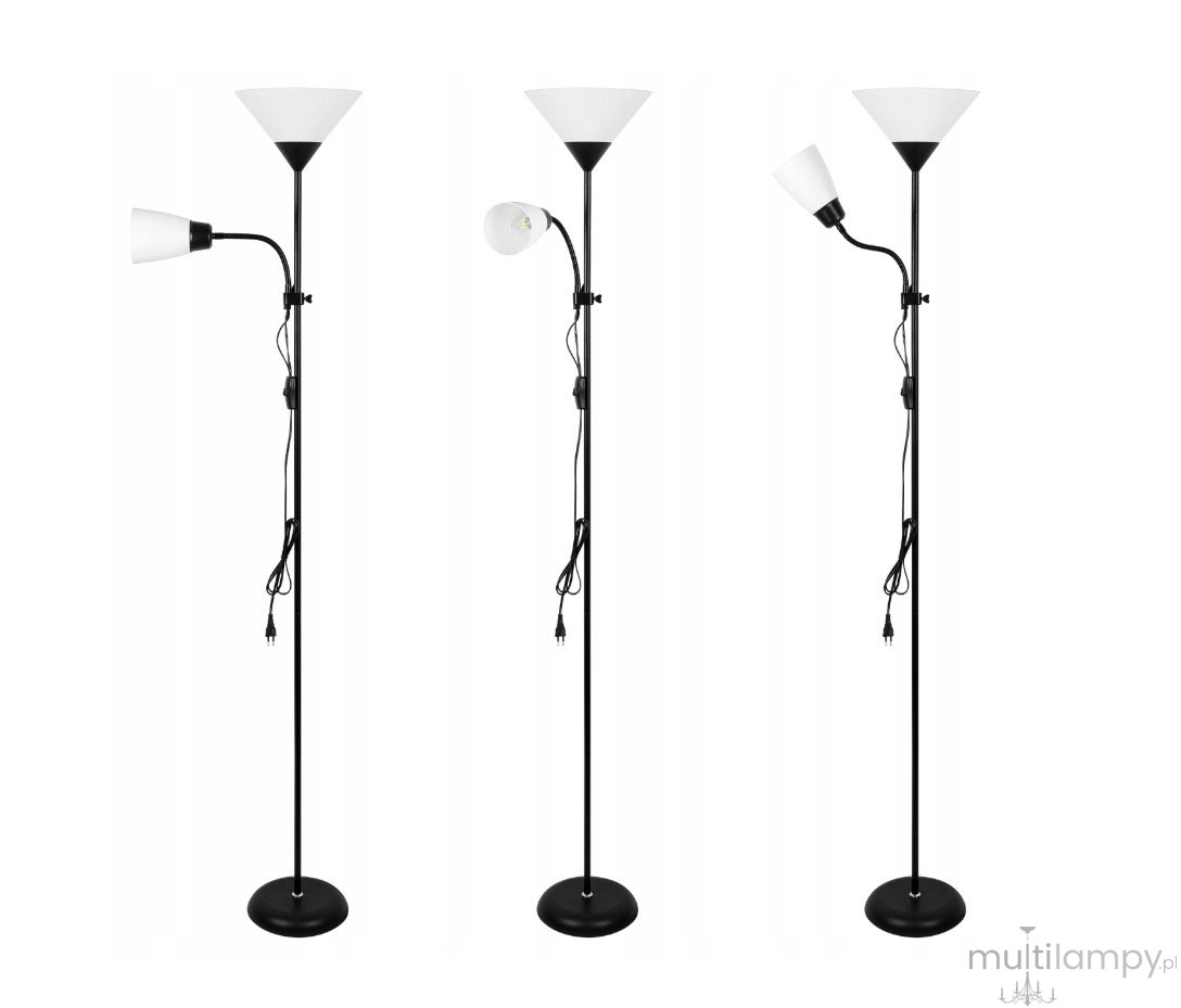 Duos lampa podłogowa 1xE27 + 1xE14 czarna