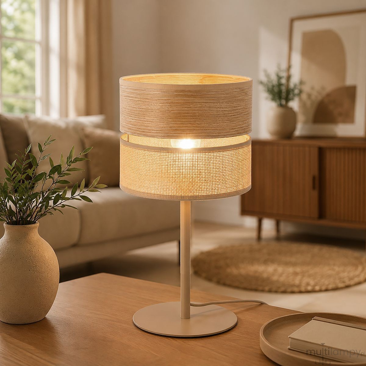 Dorma Wood Juta lampka stołowa E27 sabia 16227