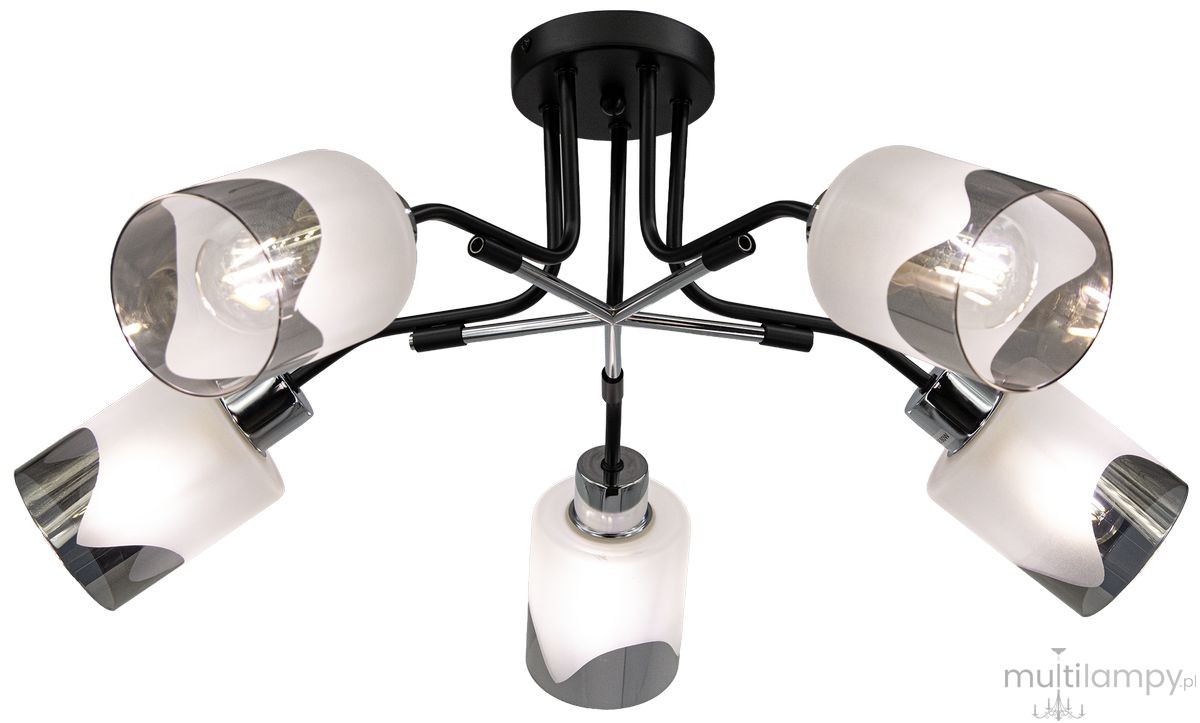 Nexus lampa sufitowa 5xE27 czarna/chrom 2601/5 BL 8C