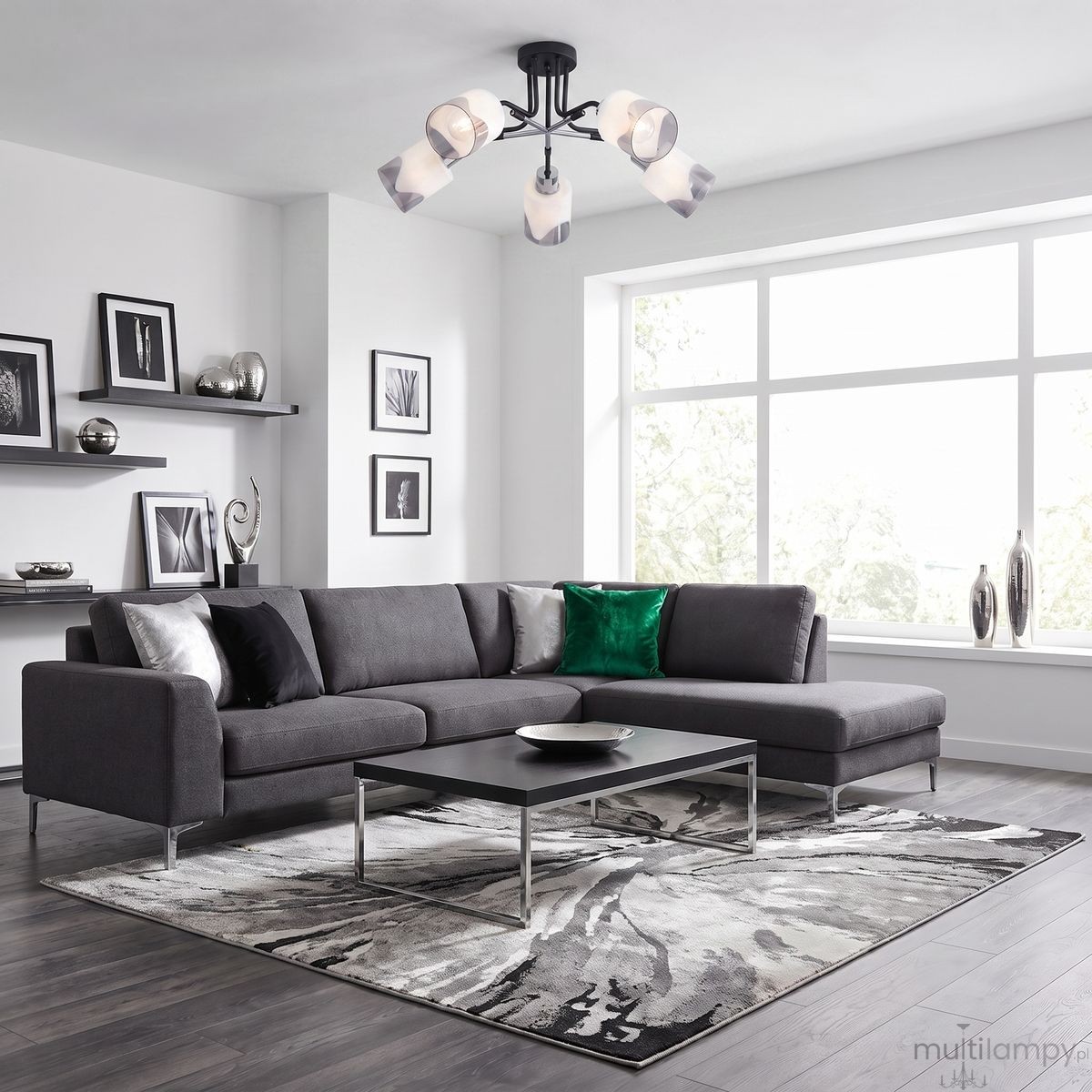 Nexus lampa sufitowa 5xE27 czarna/chrom 2601/5 BL 8C