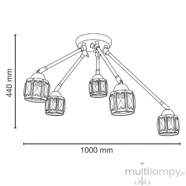 Nairobi lampa sufitowa 5xE14 czarna/chrom 1013/5A BL 8C