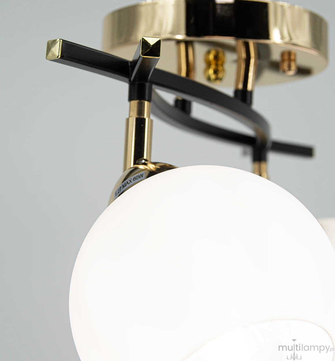 Edgar lampa sufitowa 2xE27 czarna/złota 8725/2A TR BL