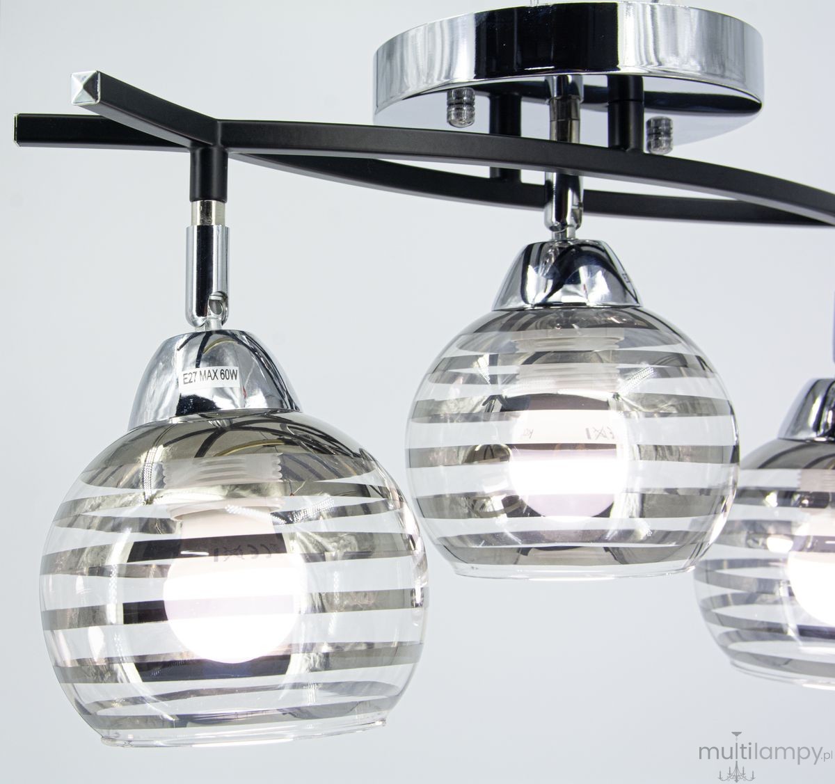 Edgar lampa sufitowa 3xE27 czarna/chrom 8725/3 8C BL