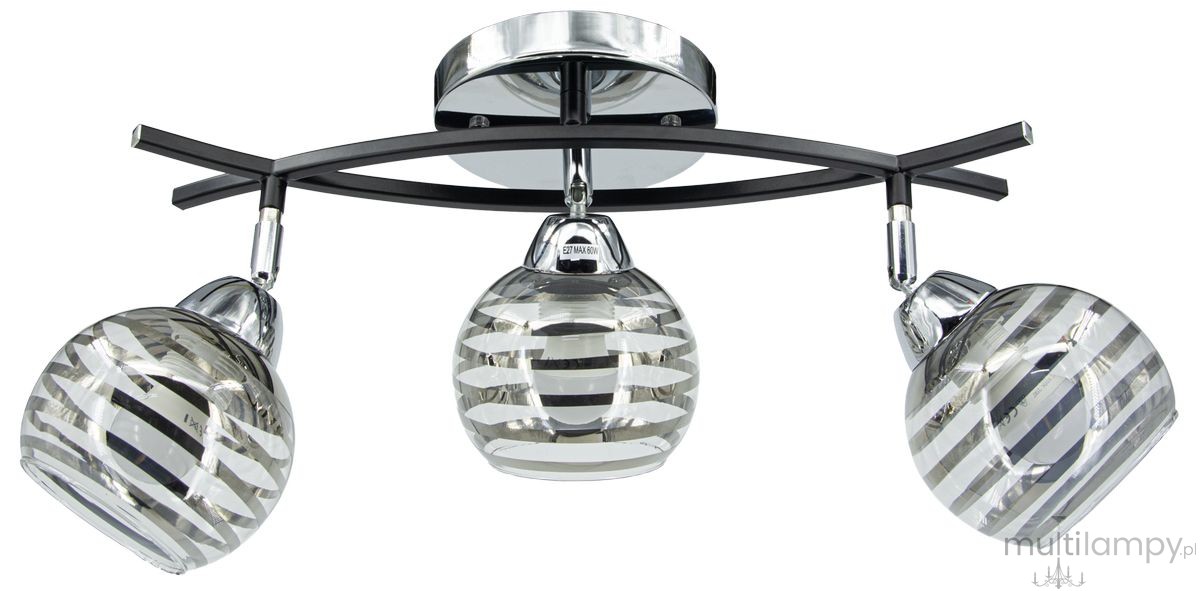Edgar lampa sufitowa 3xE27 czarna/chrom 8725/3 8C BL