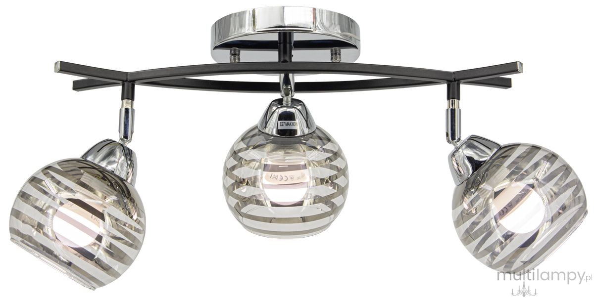 Edgar lampa sufitowa 3xE27 czarna/chrom 8725/3 8C BL
