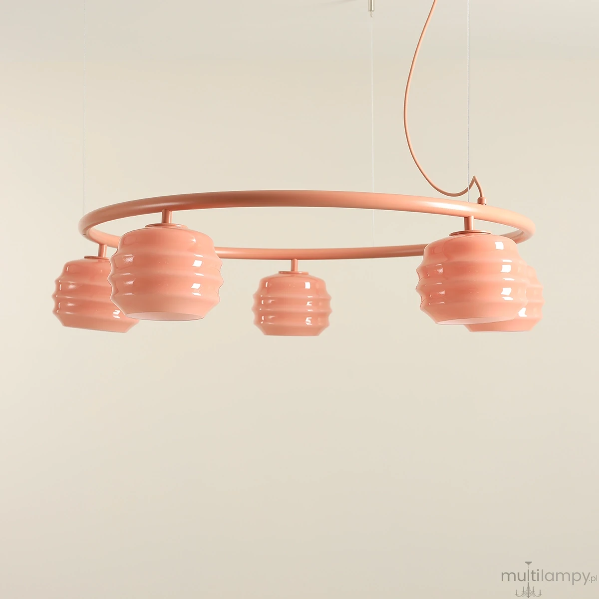 Puff Glaze Ring Coral lampa wisząca 5xE27 koralowa 1160F11_R