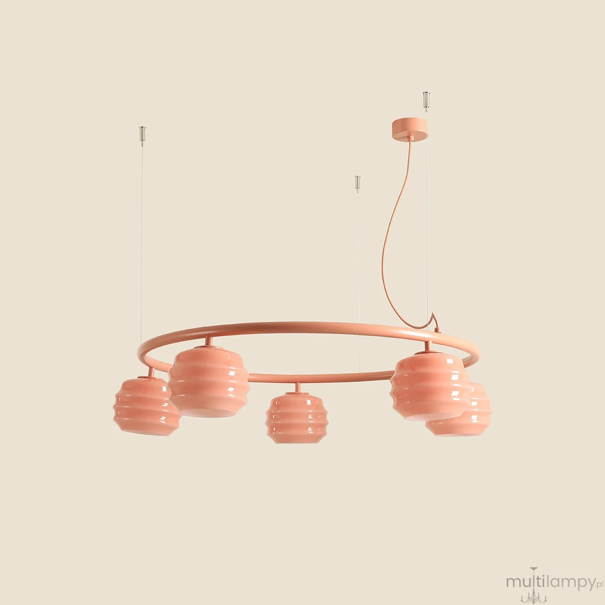 Puff Glaze Ring Coral lampa wisząca 5xE27 koralowa 1160F11_R