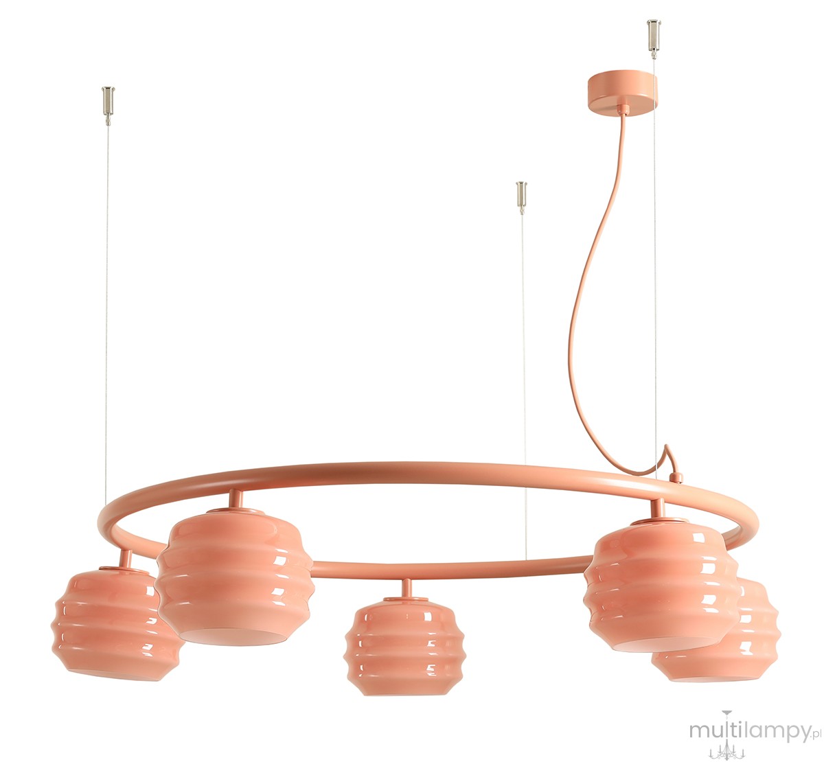 Puff Glaze Ring Coral lampa wisząca 5xE27 koralowa 1160F11_R