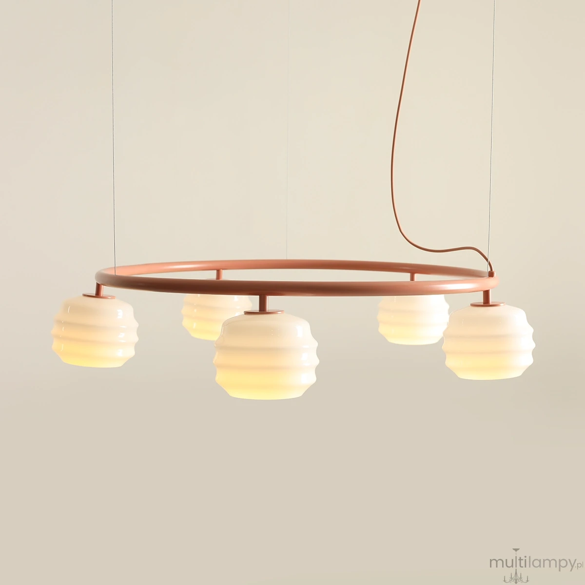 Puff Ring Coral lampa wisząca 5xE27 koralowa 1159F11_R