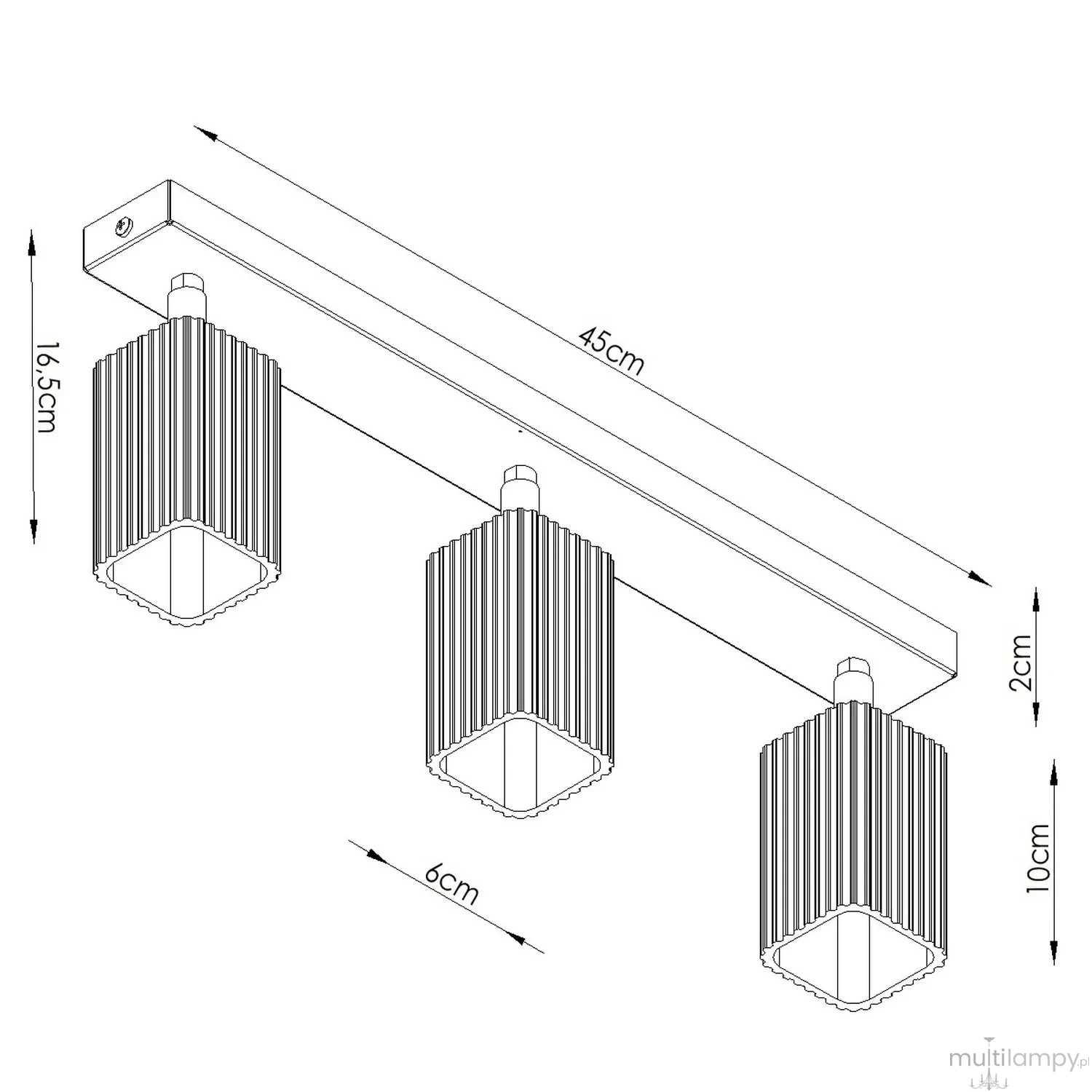 Rayo 3L lampa sufitowa 3xGU10 zielona oliwka SL.3179