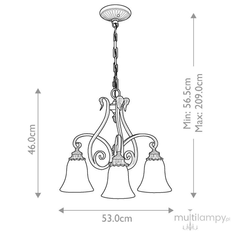 Sonoma Valley lampa wisząca 3xE27 postarzany brąz FE-SONOMAVALLEY3