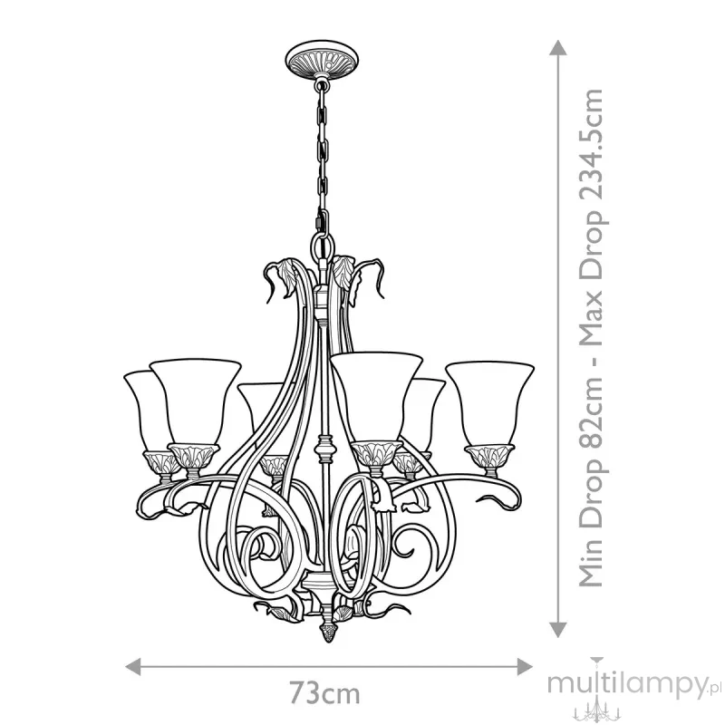 Sonoma Valley lampa wisząca 6xE27 postarzany brąz FE-SONOMAVALLEY6