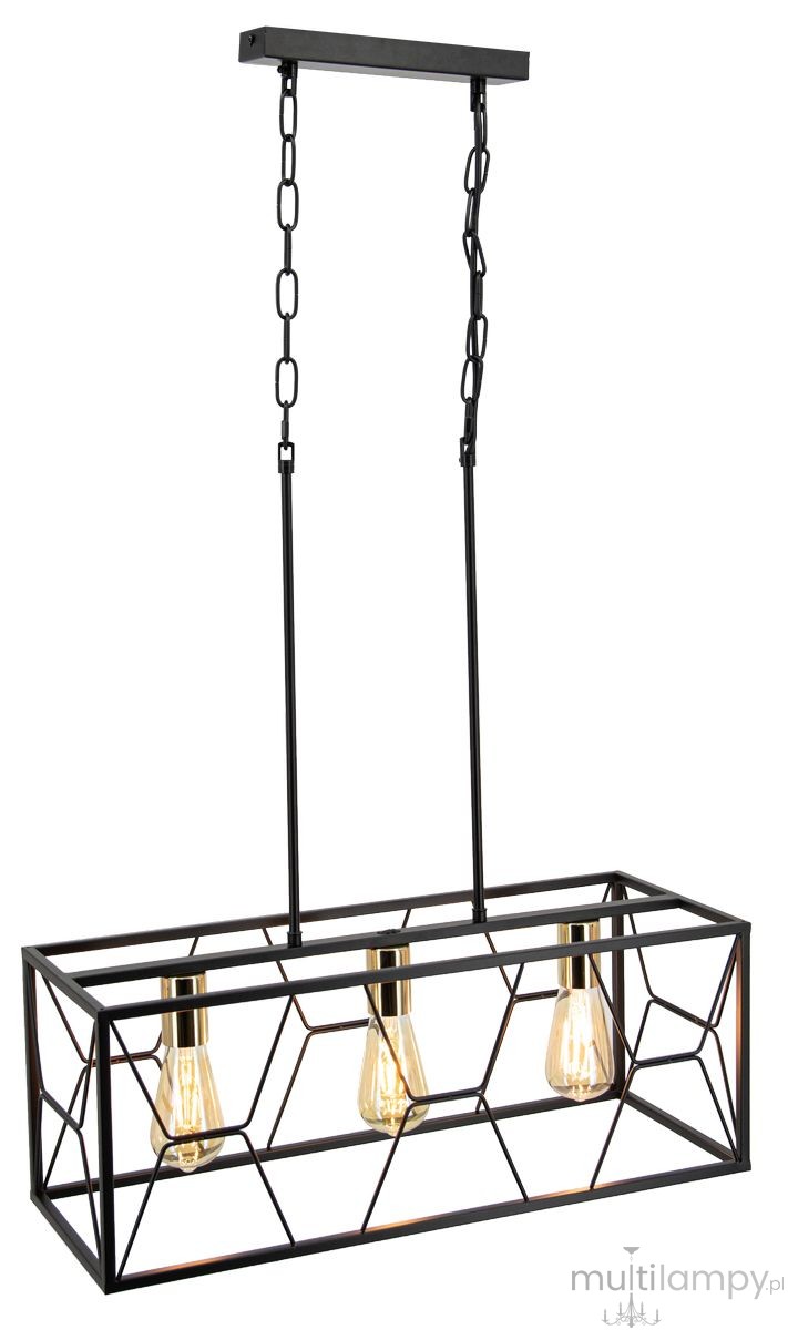 Frame lampa wisząca 3xE27 czarna/złota 6825/3 BL TR