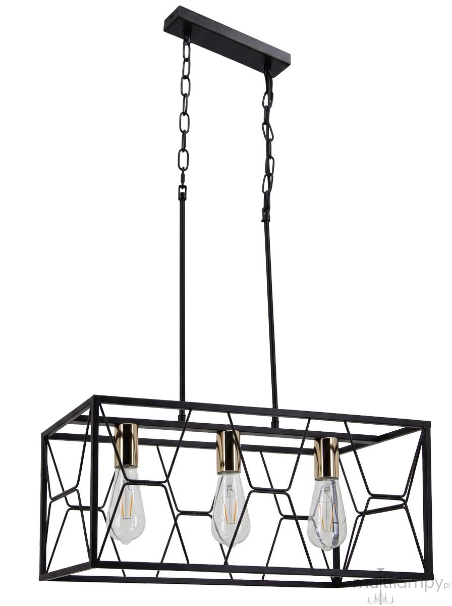 Frame lampa wisząca 3xE27 czarna/złota 6825/3 BL TR
