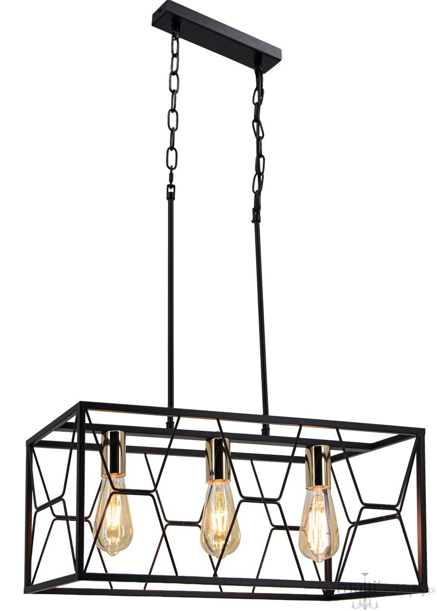 Frame lampa wisząca 3xE27 czarna/złota 6825/3 BL TR