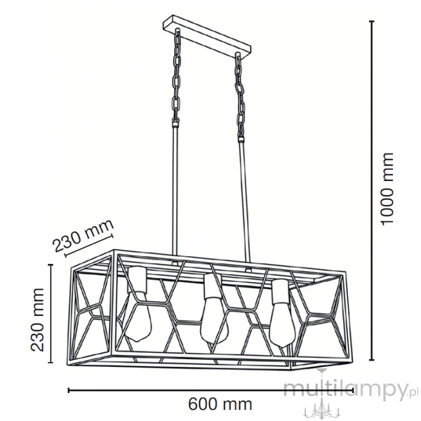 Frame lampa wisząca 3xE27 czarna/złota 6825/3 BL TR