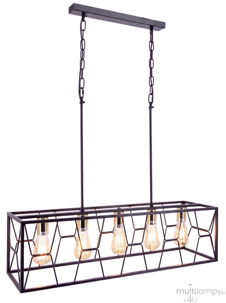 Frame lampa wisząca 5xE27 czarna/złota 6825/5 BL TR