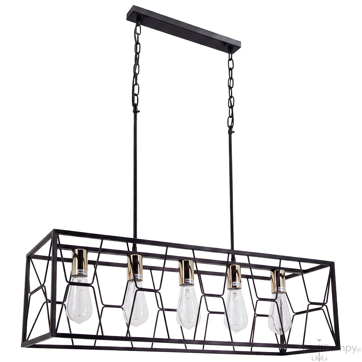 Frame lampa wisząca 5xE27 czarna/złota 6825/5 BL TR