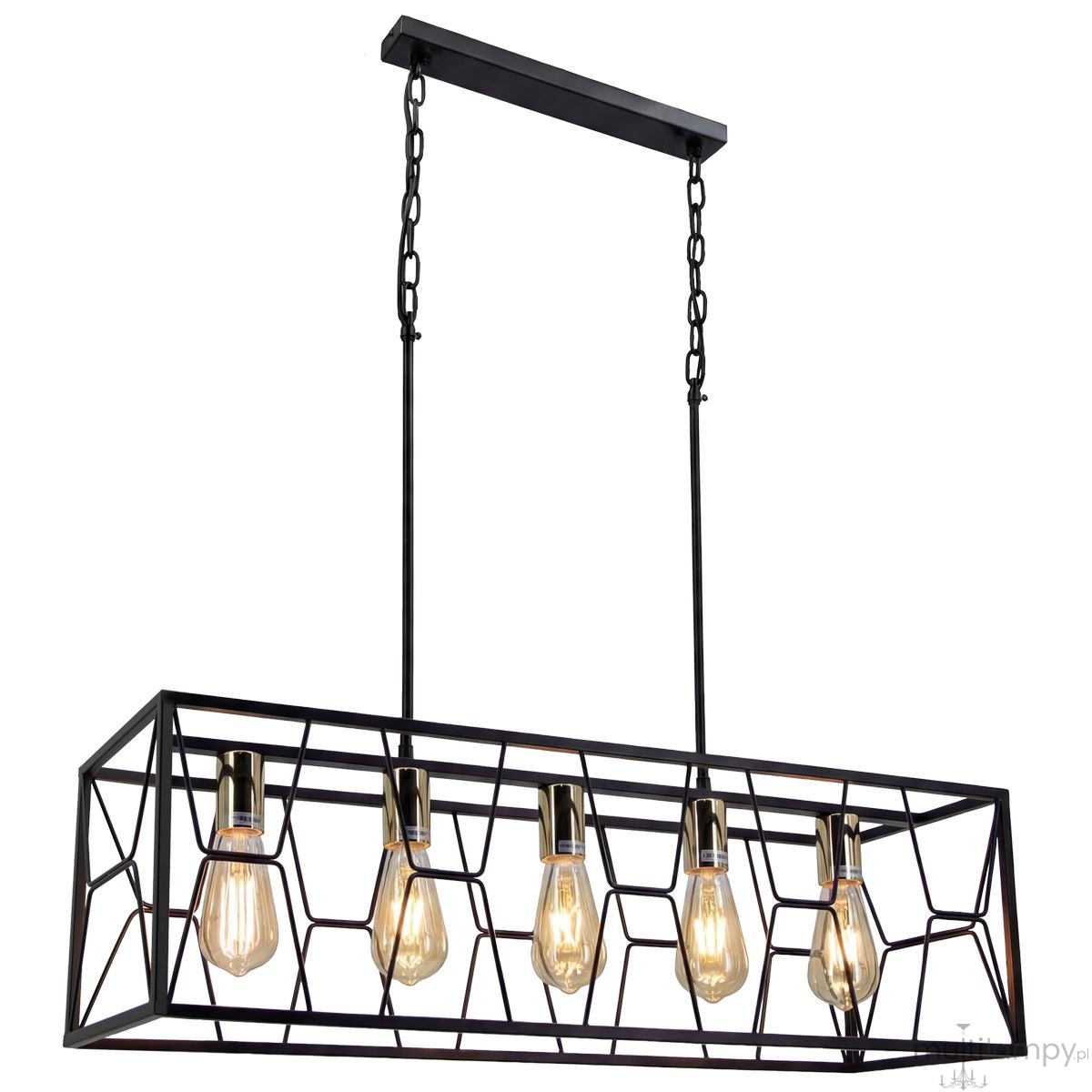 Frame lampa wisząca 5xE27 czarna/złota 6825/5 BL TR