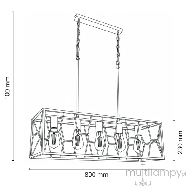 Frame lampa wisząca 5xE27 czarna/złota 6825/5 BL TR