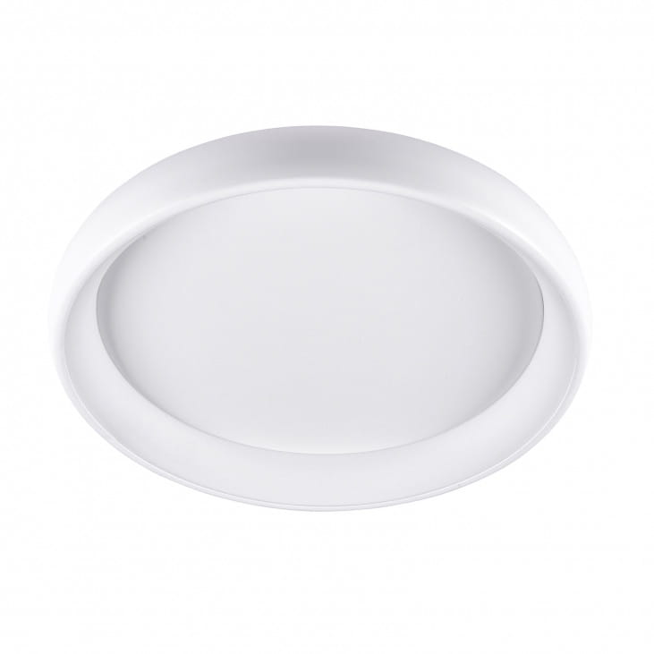 Plafon Alessia D41 LED 3000K w kolorze białym, okrągły, jednopunktowy. Produkt o gładkiej, matowej powierzchni, montowany sufitowo, z oprawą zapewniającą równomierne oświetlenie. Wymiary i detale konstrukcji nie są widoczne.
