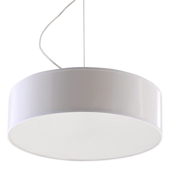 Lampa wisząca Arena 35, biała, o okrągłym kształcie z matowym kloszem i metalowym zawieszeniem. Produkt zawiera dwa źródła światła, wisi na cienkim przewodzie. Idealna do nowoczesnych wnętrz.