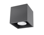 Lampa sufitowa Quad 1-punktowa w kolorze antracytowym o kwadratowej formie. Posiada białą, okrągłą oprawę na żarówkę, montowana na suficie. Produkt widoczny z góry, podkreślający minimalistyczny design.