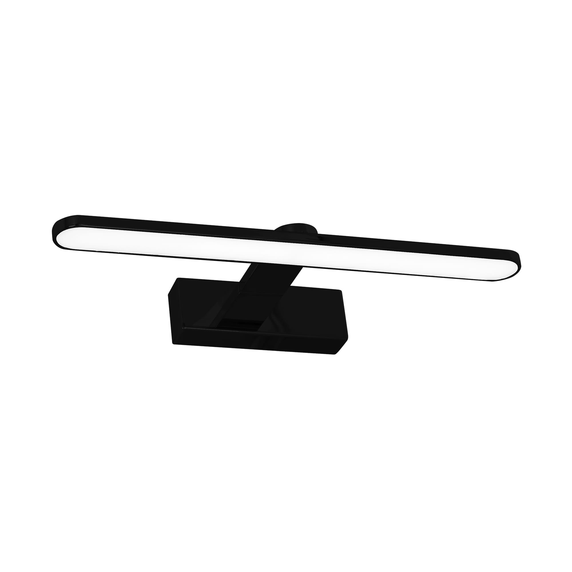 Kinkiet Splash LED IP44 w kolorze czarnym, o długości 40 cm i mocy 8W. Prosty, prostokątny kształt z matowym kloszem, zamontowany na kwadratowej podstawie. Oświetlenie ścienne, idealne do łazienek lub stref mokrych.