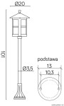 Lampa stojąca ogrodowa Cordoba H101 II, czarna, z pojedynczym punktem świetlnym. Wysokość 101 cm, średnica klosza 20 cm, podstawa o średnicy 13 cm. Stylowy projekt z ozdobnym detalem na podstawie.