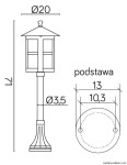 Lampa stojąca ogrodowa Cordoba H71 II, 1-punktowa, czarna. Wysokość 57 cm, średnica klosza 20 cm, średnica podstawy 13 cm. Prosta konstrukcja z detalami, idealna do oświetlenia ogrodu.