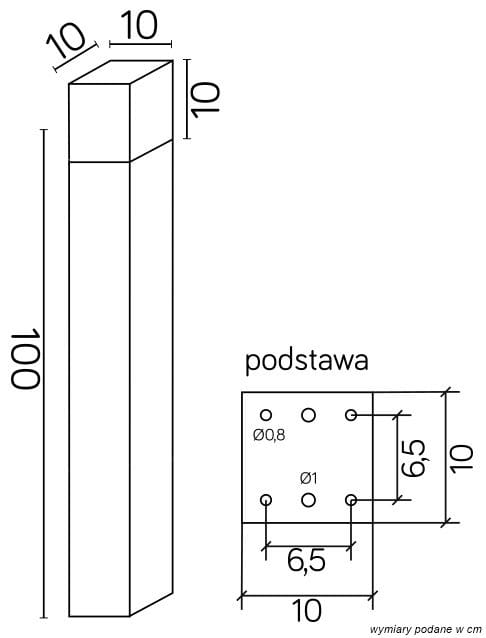 Lampa stojąca ogrodowa Cube Max, 1-punktowa, w kolorze ciemnym popielu. Prosty, prostokątny kształt o wymiarach 10x10x100 cm, z podstawą 10x10 cm. Idealna do oświetlenia przestrzeni zewnętrznych.