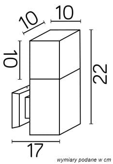 Kinkiet elewacyjny Cube Max 1-punktowy w ciemnym popiele, prostokątny kształt, wymiary: 22 cm wysokości, 10 cm szerokości i 17 cm głębokości. Montaż ścienny, minimalistyczny design, idealny do oświetlenia zewnętrznego.