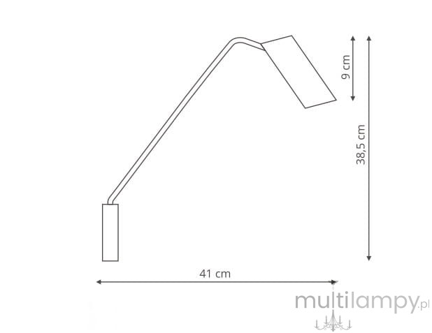 Czarny kinkiet Futuro 1-punktowy LP-17001/1WL BK o wymiarach 41 cm szerokości i 38,5 cm wysokości, z prostokątną podstawą i regulowanym ramieniem zakończonym kwadratowym kloszem. Idealny do nowoczesnych wnętrz.