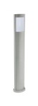 Lampa stojąca ogrodowa Elis 1-punktowa z aluminium w kolorze srebrnym. Owalny klosz z matowego tworzywa, umieszczony na prostym, cylindrycznym korpusie. Produkt stoi na okrągłej podstawie.