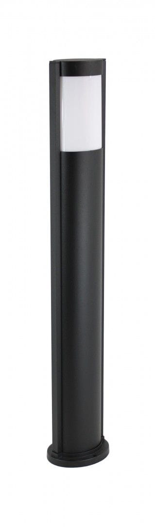 Lampa stojąca ogrodowa Elis TO 3902-H 919 BL, czarna, cylindryczna, z białym kloszem u góry. Ujęcie frontalne, produkt ustawiony pionowo na okrągłej podstawie, idealny do oświetlenia przestrzeni zewnętrznych.