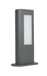 Lampa stojąca ogrodowa Evo H30 w ciemnym popiele, z prostokątnym białym kloszem, wyposażona w 2 diody LED 8W o temperaturze barwowej 4000K. Ujęcie z boku, produkt stabilny na podstawie.