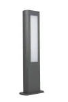 Lampa stojąca Evo H50 w ciemnym popiele, z prostokątną obudową i białym, mlecznym kloszem. Ujęcie frontalne, ukazujące dwa źródła LED 12W o barwie 4000K, stabilna podstawa. Idealna do oświetlenia ogrodu lub tarasu.