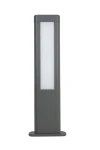Lampa stojąca ogrodowa Evo H50 w kolorze ciemnego popielu, z prostokątną, białą osłoną LED. Ujęcie frontalne, produkt stoi na podstawie. Wbudowane dwa źródła światła LED o mocy 12W, neutralna barwa światła 4000K.