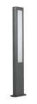 Lampa stojąca ogrodowa Evo H80 w ciemnym popiele. Prosta, prostokątna konstrukcja z białym panelem LED. Wymiary: smukła, o wysokości ok. 1,5 m. Idealna do oświetlenia przestrzeni na zewnątrz.