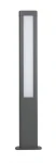 Lampa stojąca Evo H80 w ciemnym popiele, z podłużnym kloszem z białego tworzywa, wyposażona w 2 diody LED 20W o temperaturze barwowej 4000K. Ustawiona w pozycji pionowej, idealna do oświetlenia ogrodu.